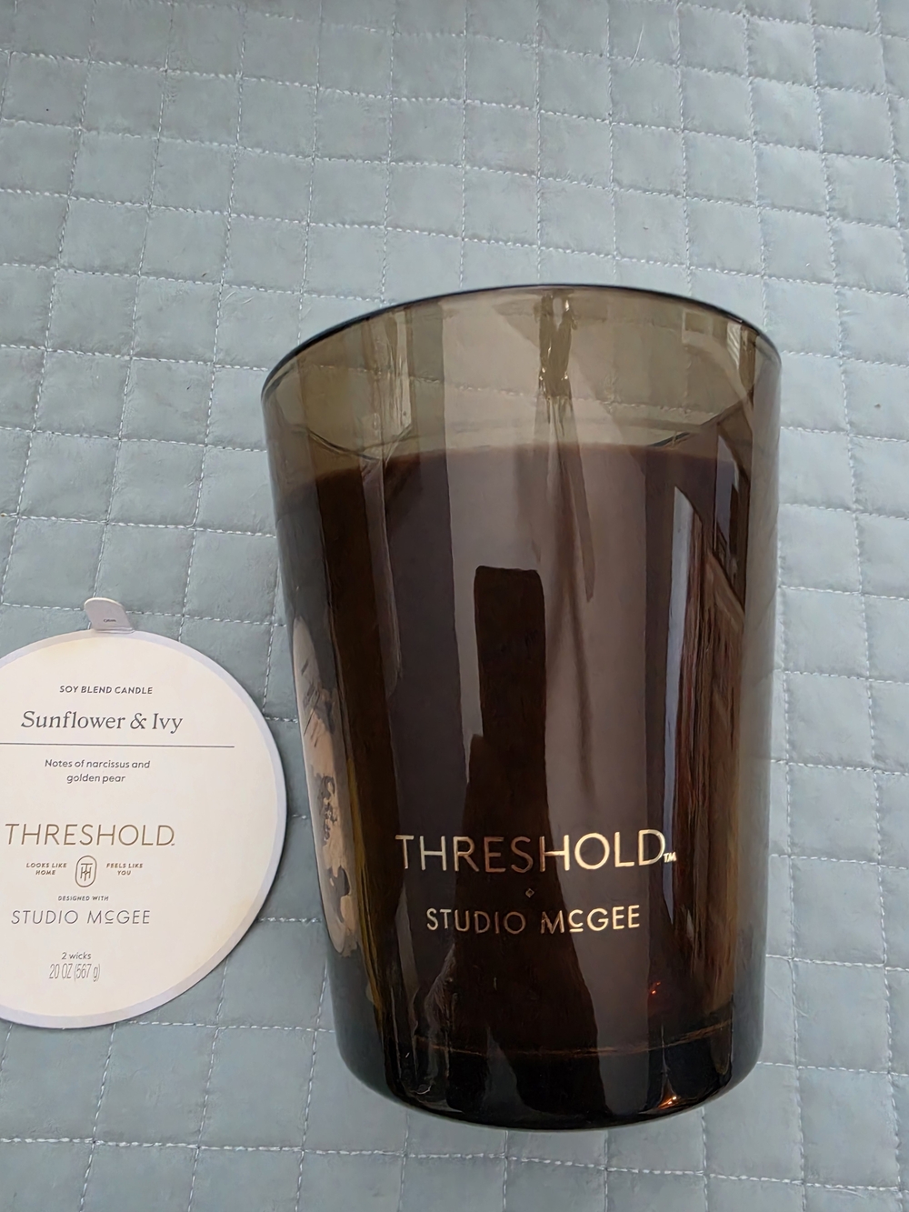 Threshold Sunflower & Ivy Glass Candle Jar - Smoky Taupe